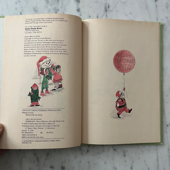 Vintage 1977 Twelve Bells for Santa by Crosby Bonsall Hardcover - Picture 8 of 8